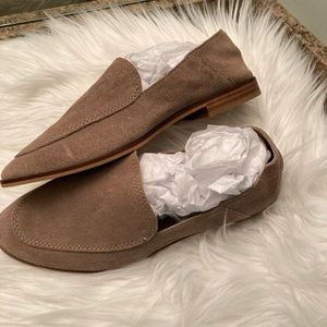 Dolce Vita tan suede slip on loafer style shoes